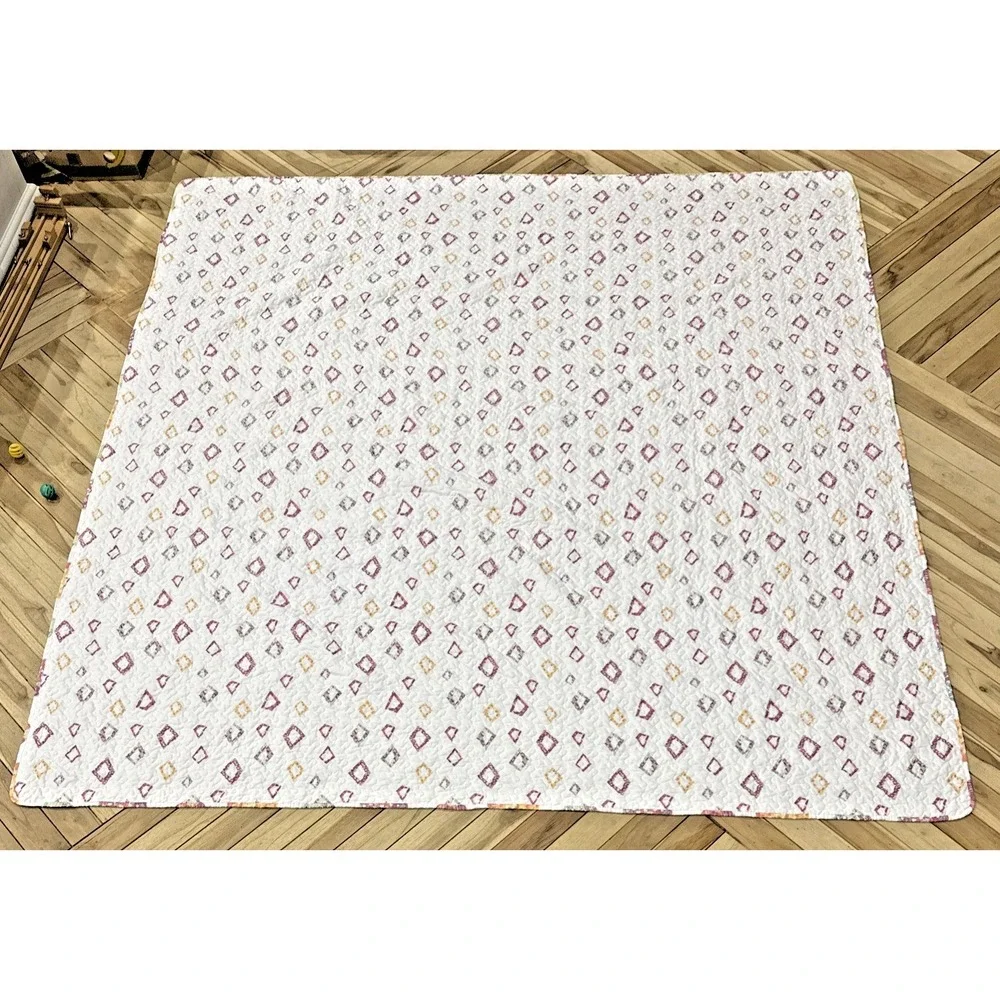 Pineapple Quilt Full Queen Reversible Quilt + 2 Matching Pillow Shams 92